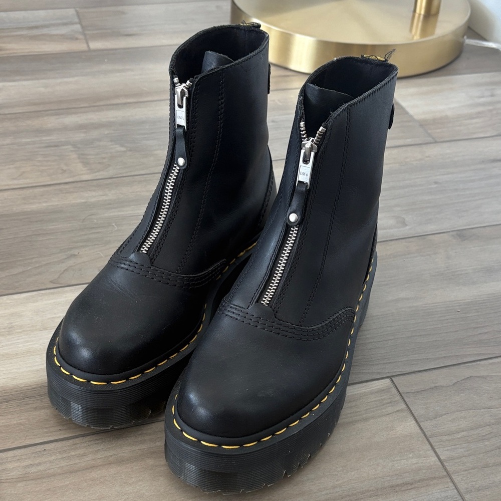Dr. Martens Black Leather Zip-Up Boots